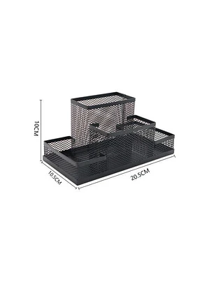 Organizador De Escritorio Metálico Malla Negra Portalápices