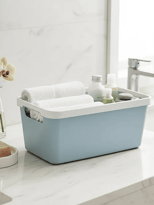 Caja Organizadora Plástica Multiuso Celeste 28x12x12cm