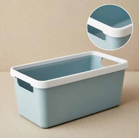 Caja Organizadora Plástica Celeste Con Asas 33x17.5x13.7cm