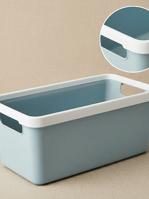 Caja Organizadora Plástica Celeste Con Asas 33x17.5x13.7cm