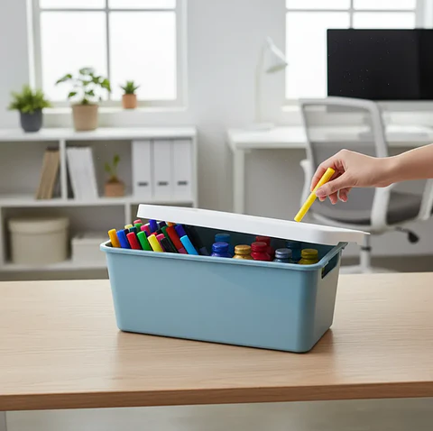 Caja Organizadora Plástica Con Tapa 33x17.5cm 