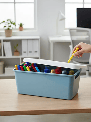 Caja Organizadora Plástica Con Tapa 33x17.5cm 