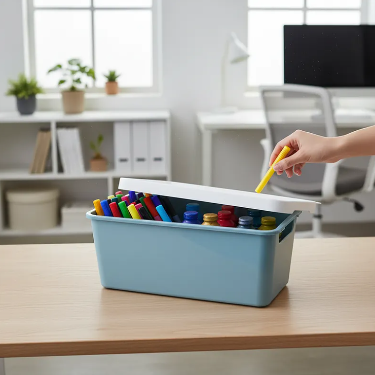 Caja Organizadora Plástica Con Tapa 33x17.5cm  1