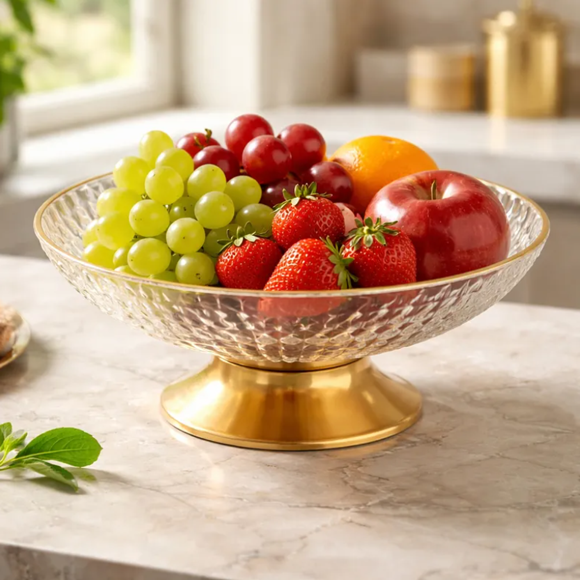 Frutera Centro De Mesa De Plástica Con Base Dorada 26cm 3