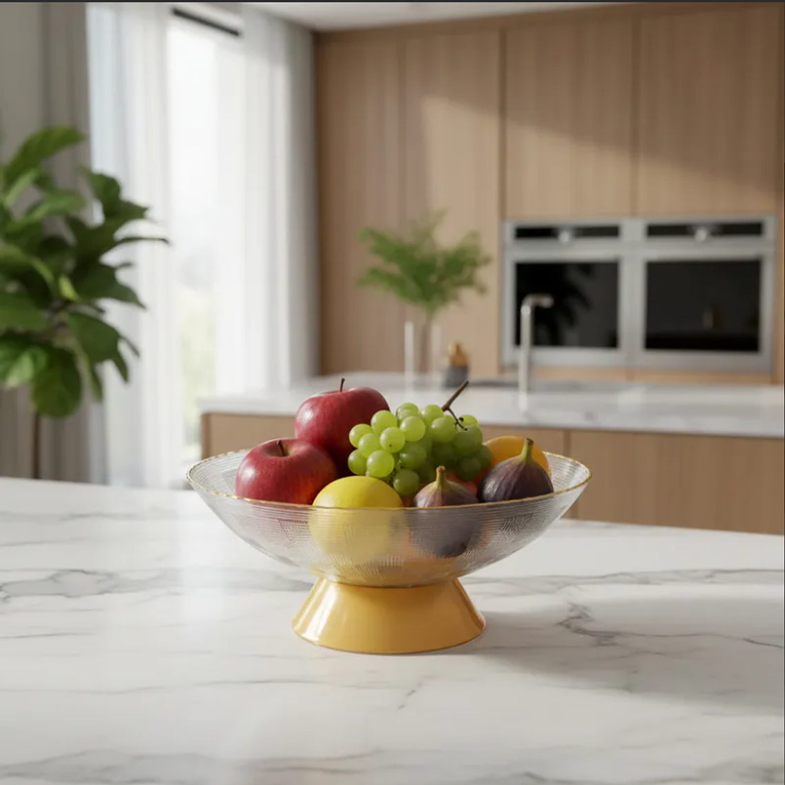 Frutera de Plástico con Borde Dorado y Pie 23cm Centro de Mesa 1