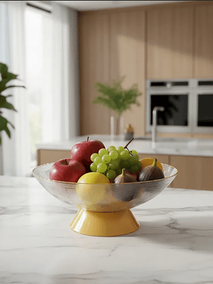 Frutera de Plástico con Borde Dorado y Pie 23cm Centro de Mesa