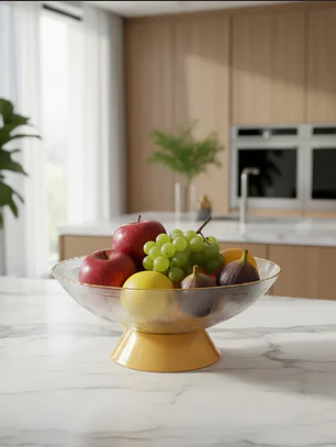 Frutera de Plástico con Borde Dorado y Pie 23cm Centro de Mesa