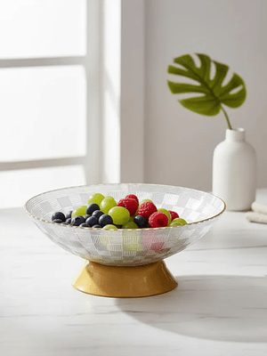 Frutera de Plástico con Borde Dorado y Pie 23cm Centro de Mesa