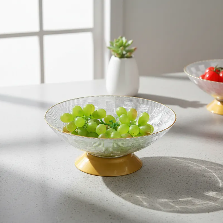 Frutera de Plástico con Borde Dorado y Pie 23cm Centro de Mesa 3