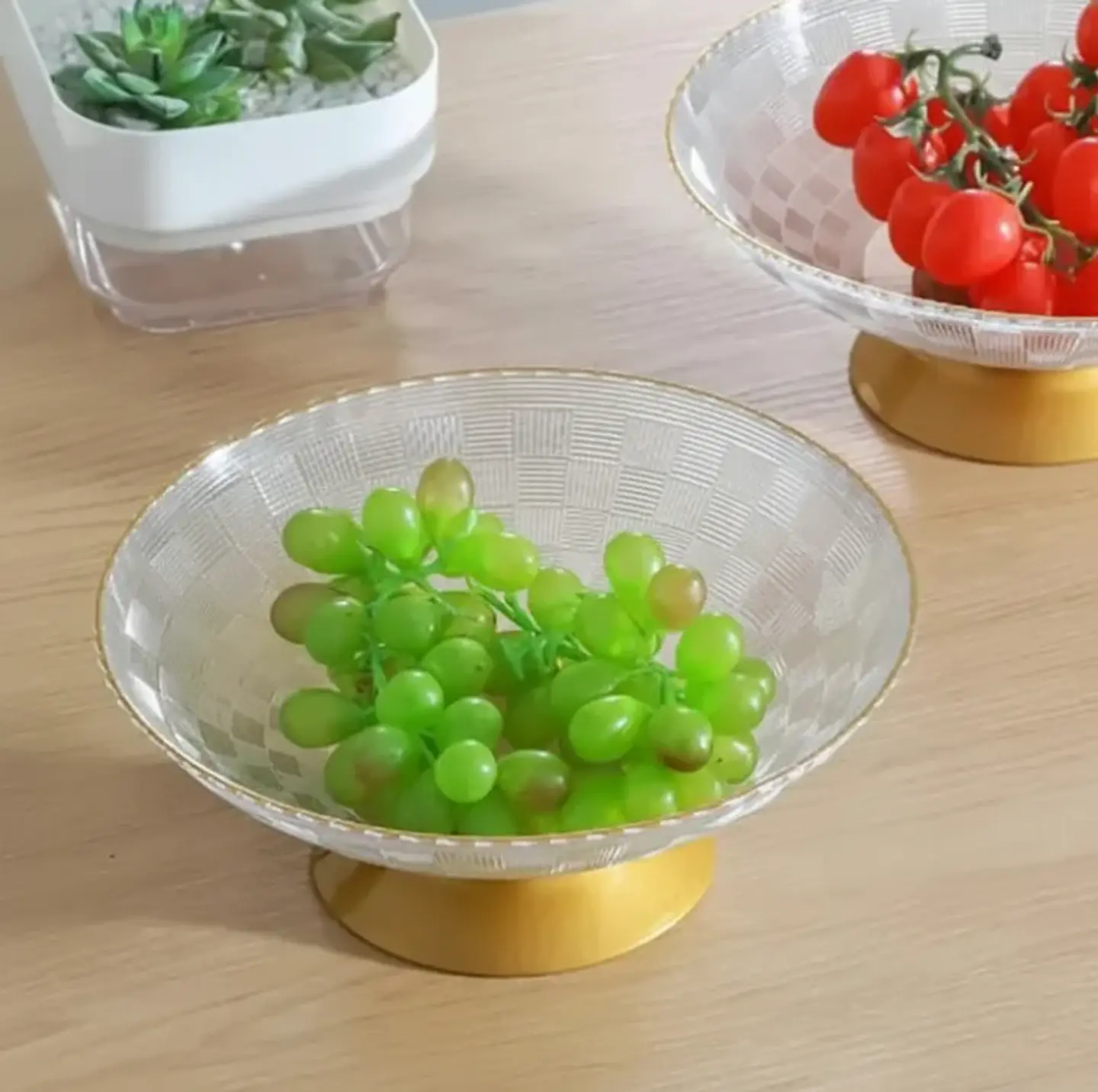 Frutera de Plástico con Borde Dorado y Pie 23cm Centro de Mesa 4