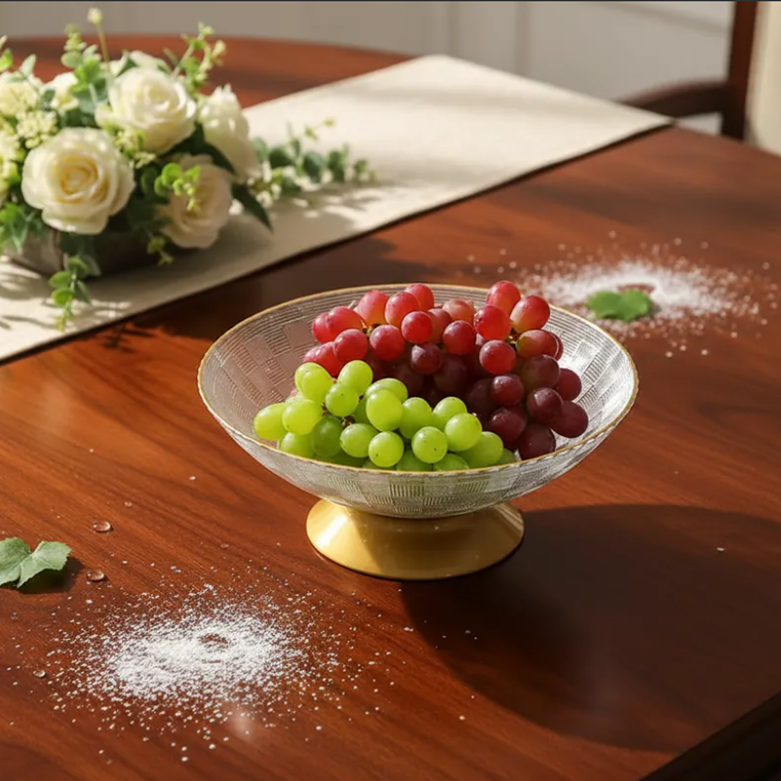 Frutera de Plástico con Borde Dorado y Pie 23cm Centro de Mesa 6