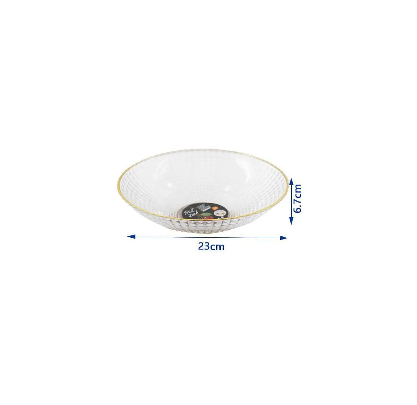 Fuente Frutero Ensaladera de Plástico con Borde Dorado 23cm 5
