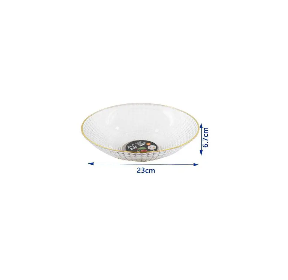 Fuente Frutero Ensaladera de Plástico con Borde Dorado 23cm 5