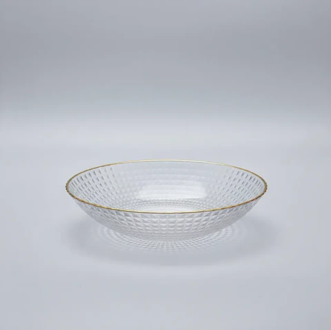 Fuente Frutero Ensaladera de Plástico con Borde Dorado 23cm