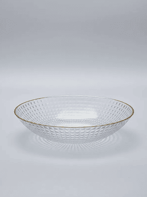 Fuente Frutero Ensaladera de Plástico con Borde Dorado 23cm