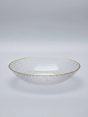 Fuente Frutero Ensaladera de Plástico con Borde Dorado 23cm