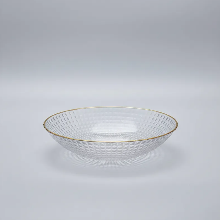 Fuente Frutero Ensaladera de Plástico con Borde Dorado 23cm 2