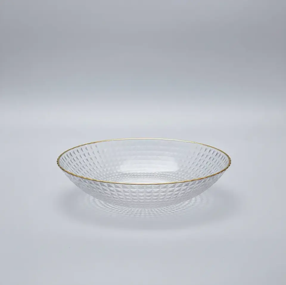 Fuente Frutero Ensaladera de Plástico con Borde Dorado 23cm 2