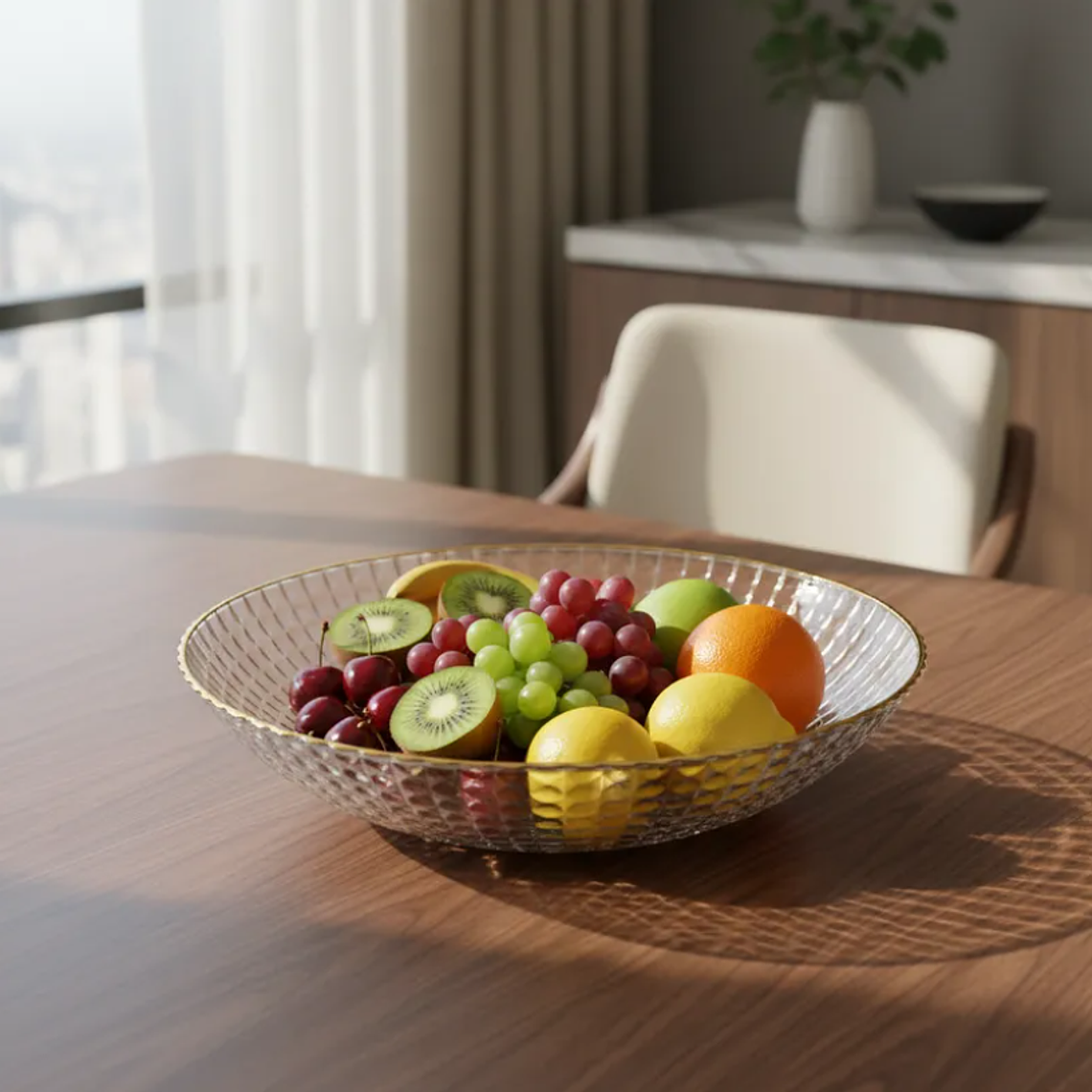 Fuente Frutero Ensaladera de Plástico con Borde Dorado 23cm 1