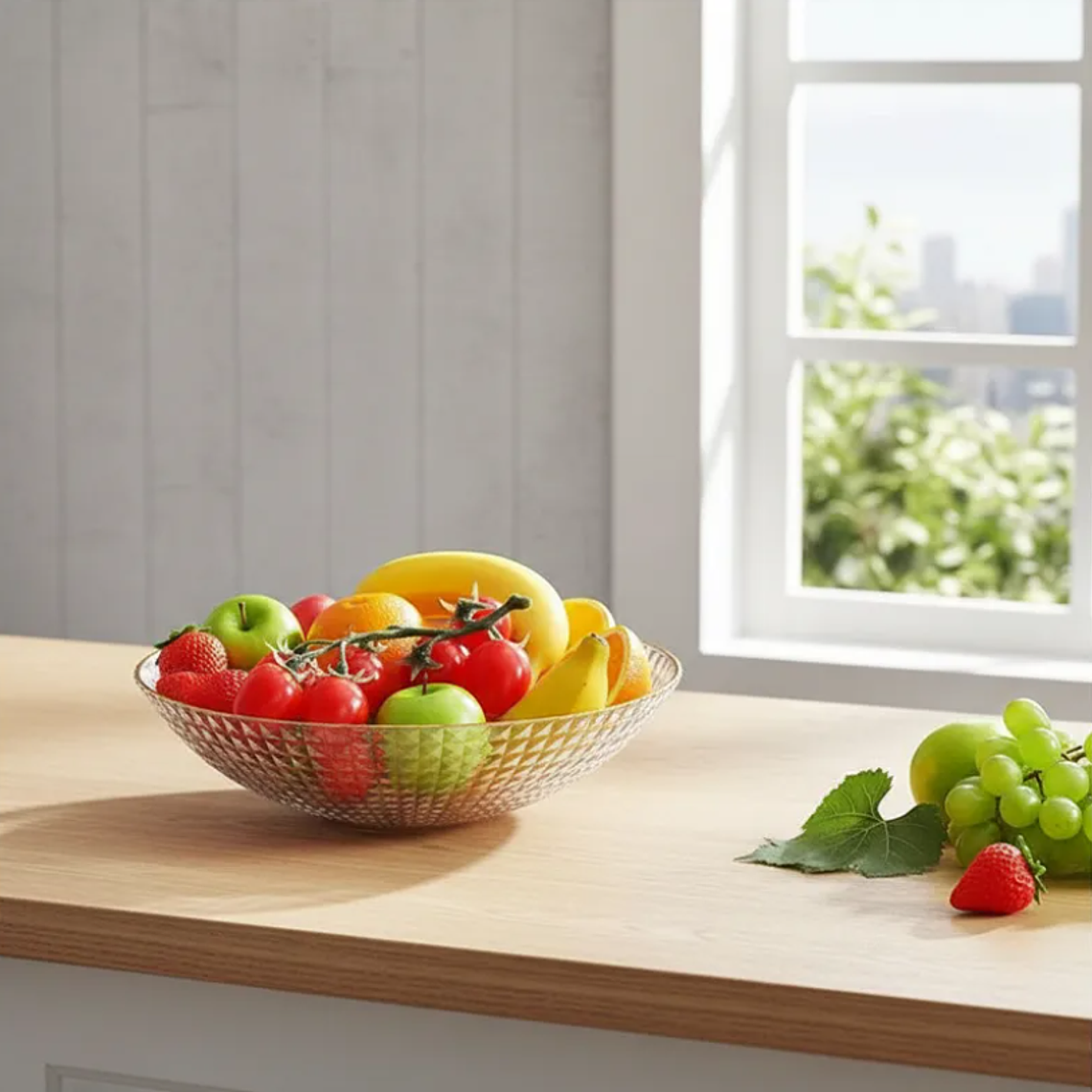 Fuente Frutero Ensaladera de Plástico con Borde Dorado 23cm 6