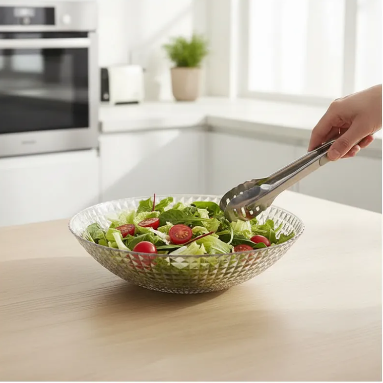 Bowl Ensaladera Frutera Plástico Transparente 23cm Diseño 4