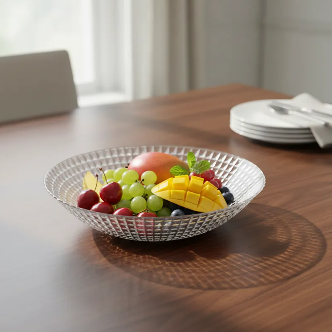 Bowl Ensaladera Frutera Plástico Transparente 23cm Diseño 1