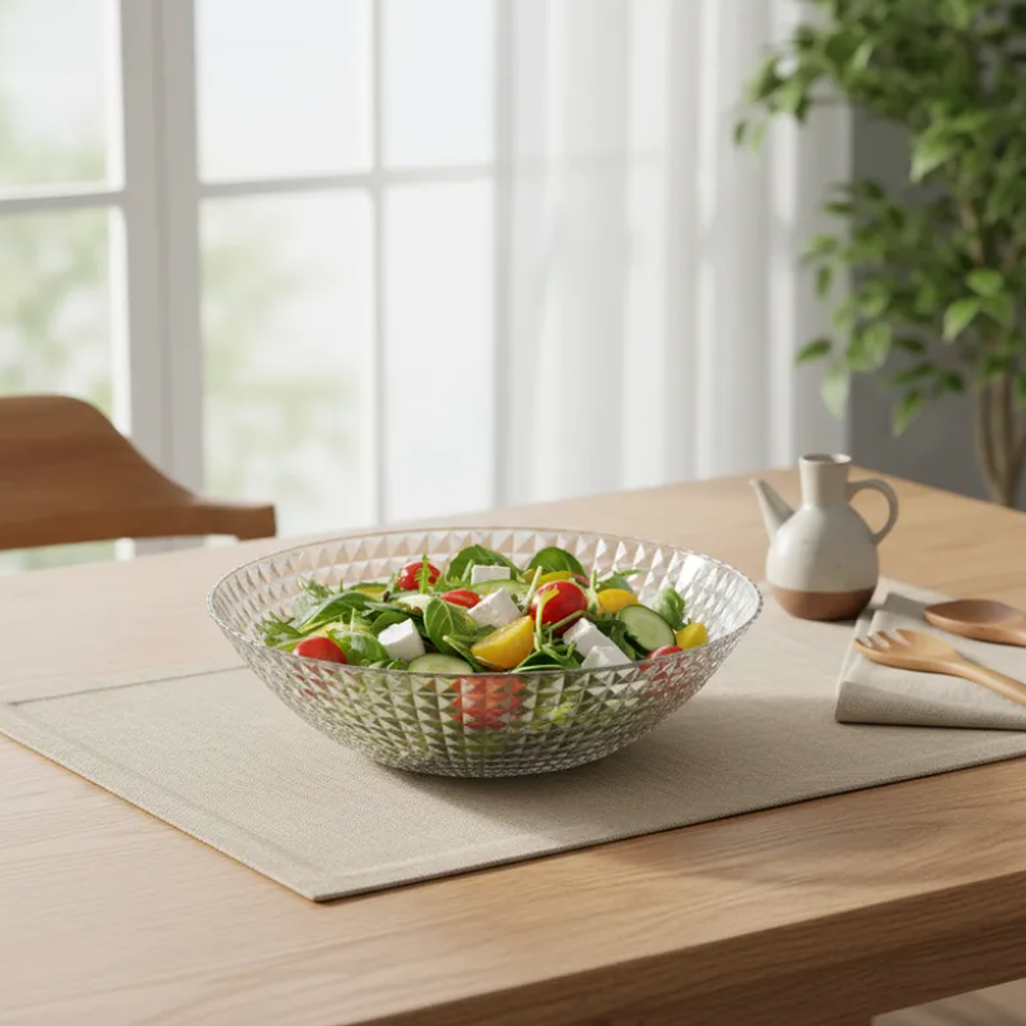 Bowl Ensaladera Frutera Plástico Transparente 23cm Diseño 6