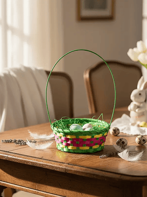 Canasta De Pascua Tejida Multicolor 16x9cm