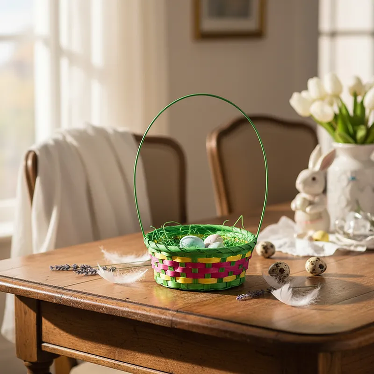 Canasta De Pascua Tejida Multicolor 16x9cm 1