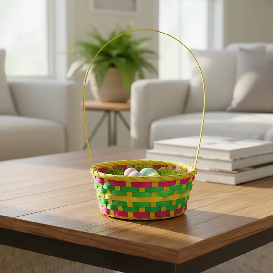 Canasta De Pascua Tejida Multicolor 16x9cm 3