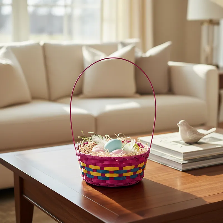 Canasta De Pascua Tejida Multicolor 16x9cm 4