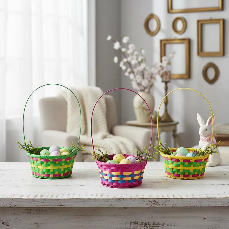 Canasta De Pascua Tejida Multicolor 16x9cm 5