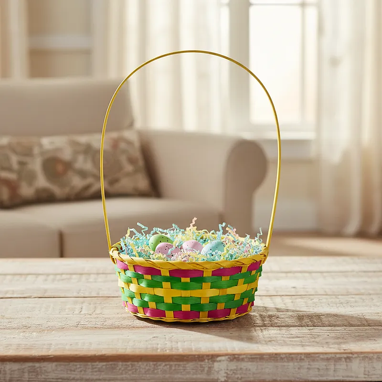 Canasta Tejida De Colores Para Pascua 13x9cm 3