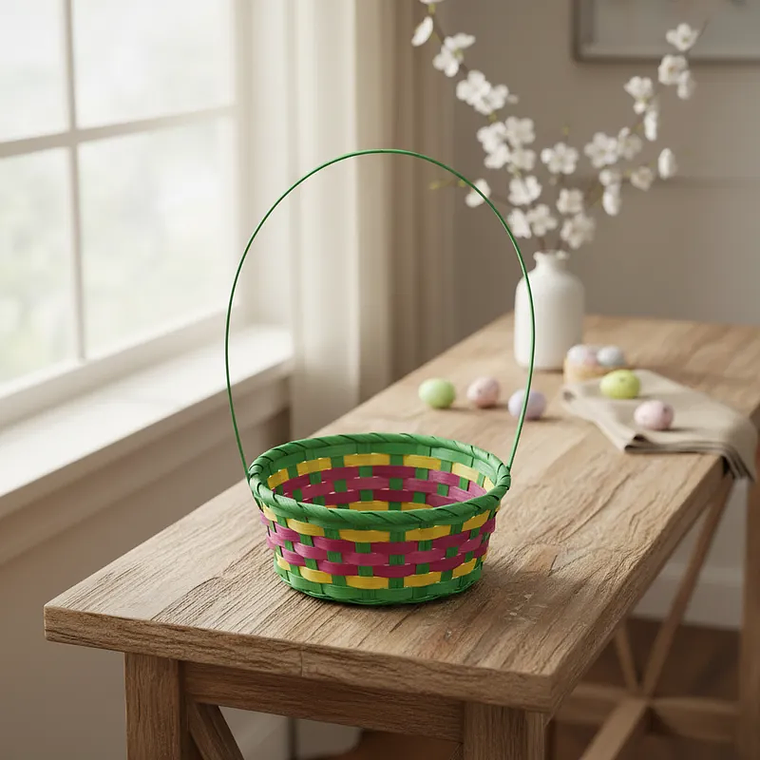 Canasta Tejida De Colores Para Pascua 13x9cm 4