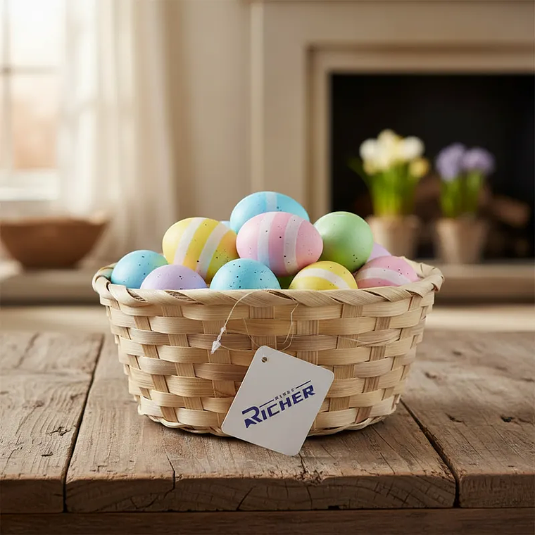 Cesta De Mimbre Redonda Pascua 20x9cm 4