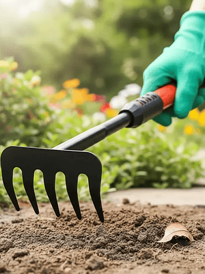 Rastrillo de Mano para Jardín Cultivador Metálico 5 Dientes