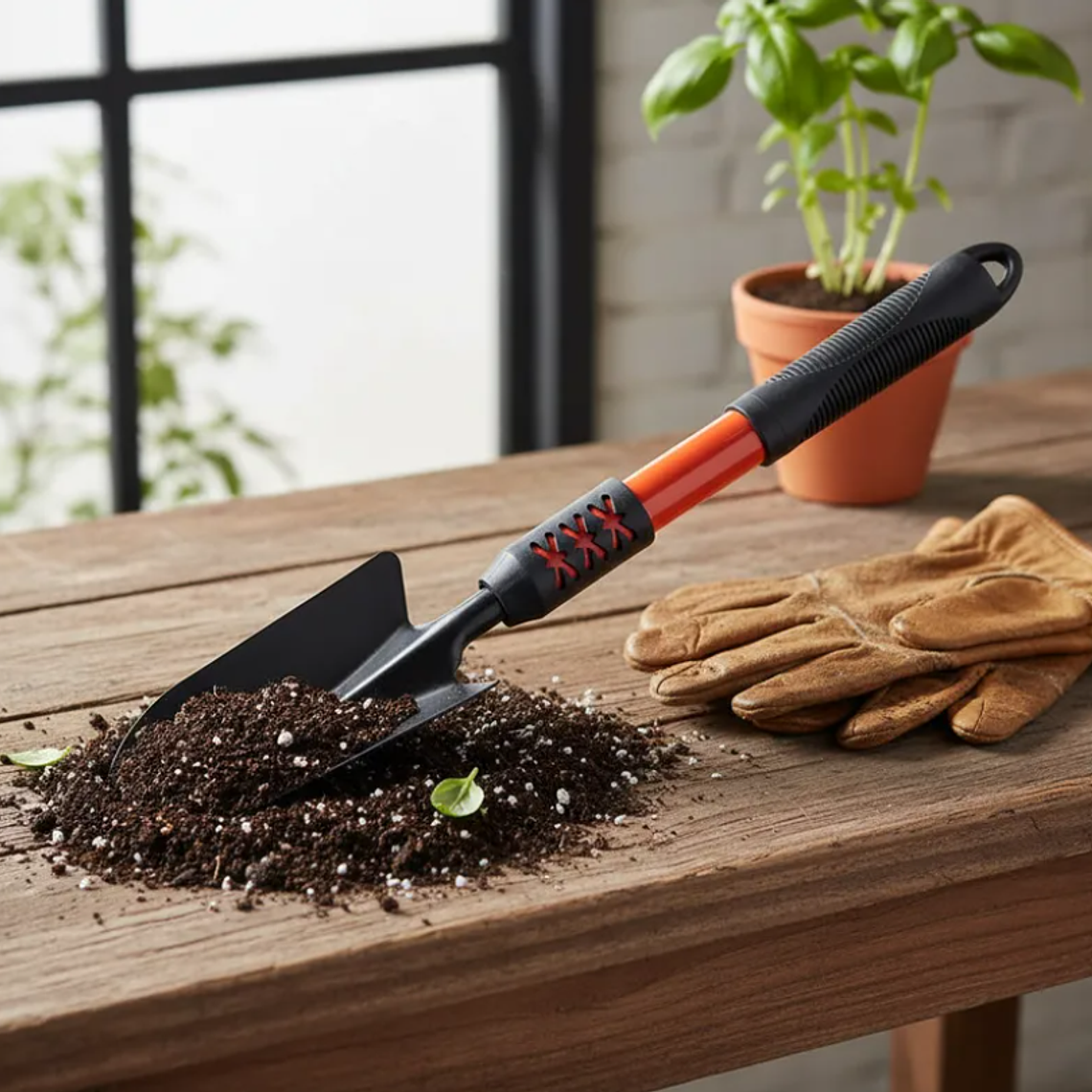 Pala De Jardín Metálica Mango Largo Ergonómico 41.5cm 5