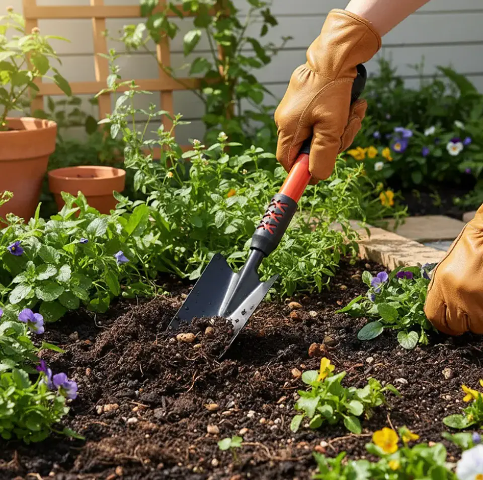 Pala De Jardín Metálica Mango Largo Ergonómico 41.5cm 2