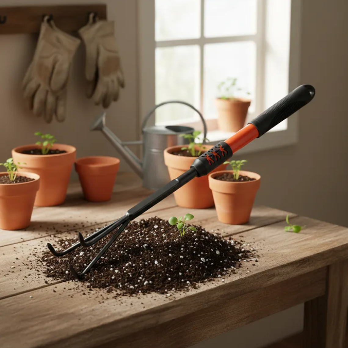 Rastrillo Cultivador De Mano Para Jardín 3 Puntas 49 Cm 2