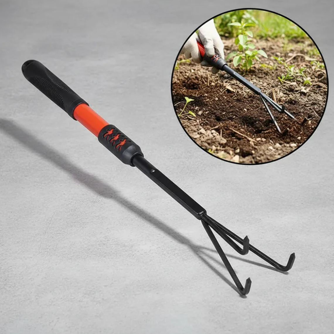 Rastrillo Cultivador De Mano Para Jardín 3 Puntas 49 Cm 1