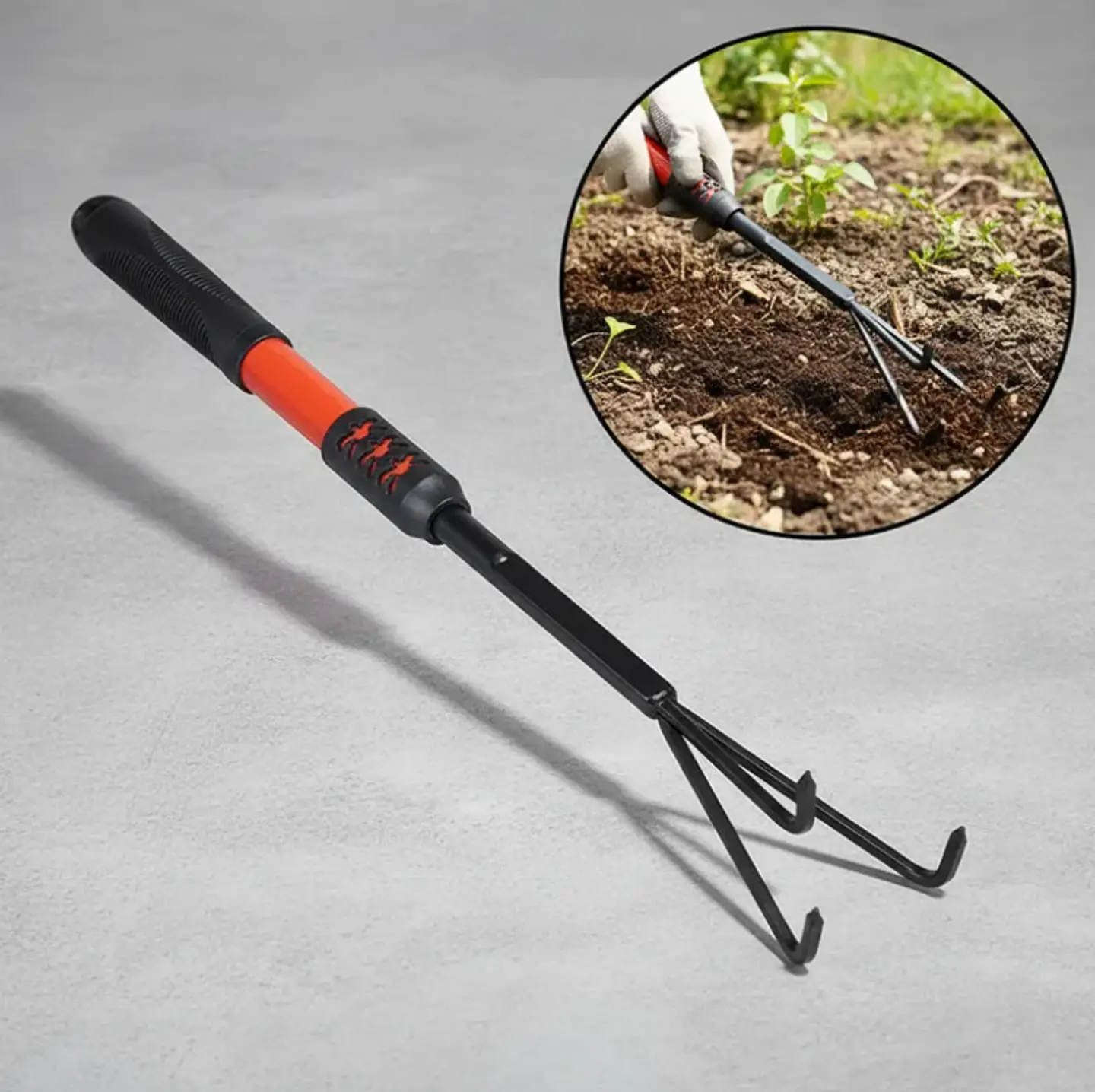 Rastrillo Cultivador De Mano Para Jardín 3 Puntas 49 Cm 1