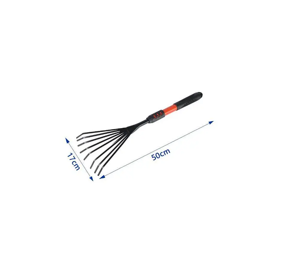 Rastrillo De Mano Para Jardín 9 Dientes Metálico 50cm 3
