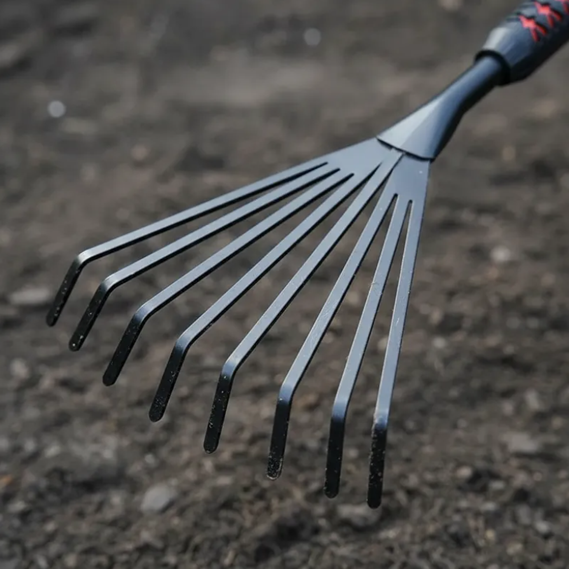 Rastrillo De Mano Para Jardín 9 Dientes Metálico 50cm 1