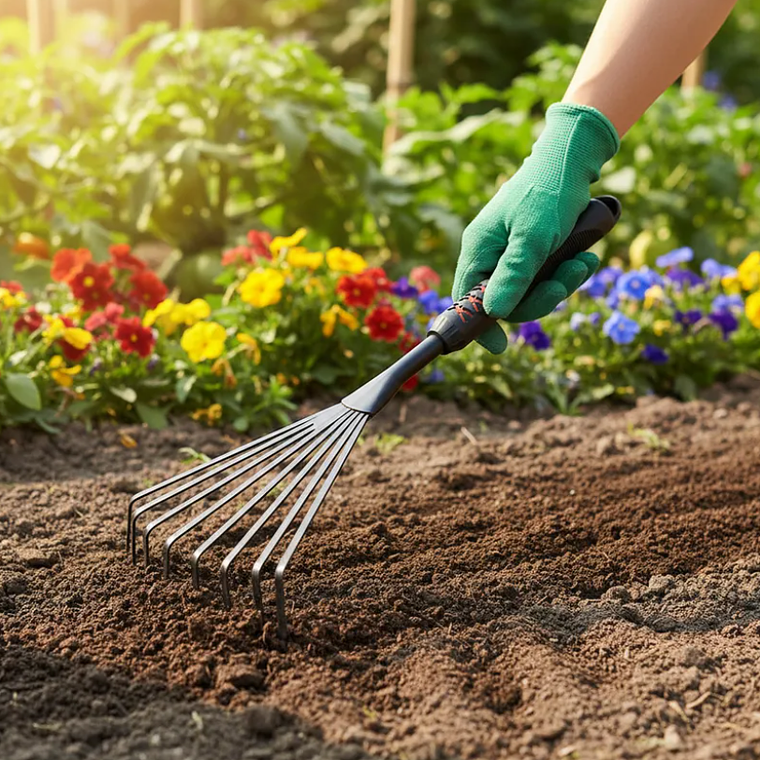 Rastrillo De Mano Para Jardín 9 Dientes Metálico 50cm 4