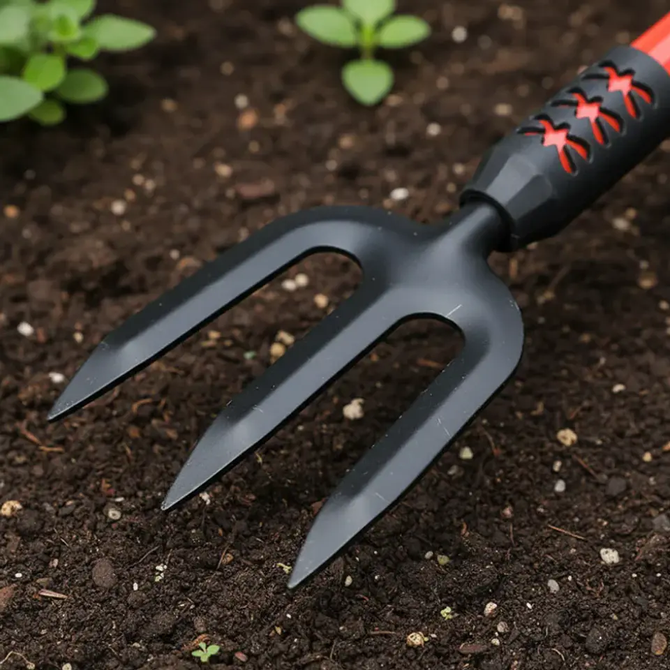 Cultivador De Mano Para Jardín 40cm Mango Ergonómico 3 Puntas 1