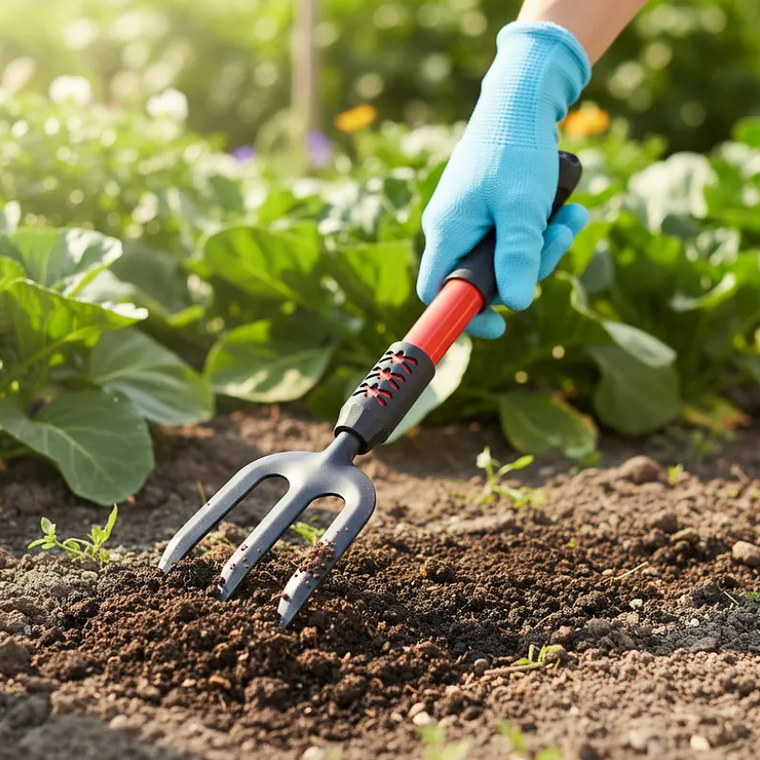 Cultivador De Mano Para Jardín 40cm Mango Ergonómico 3 Puntas 5