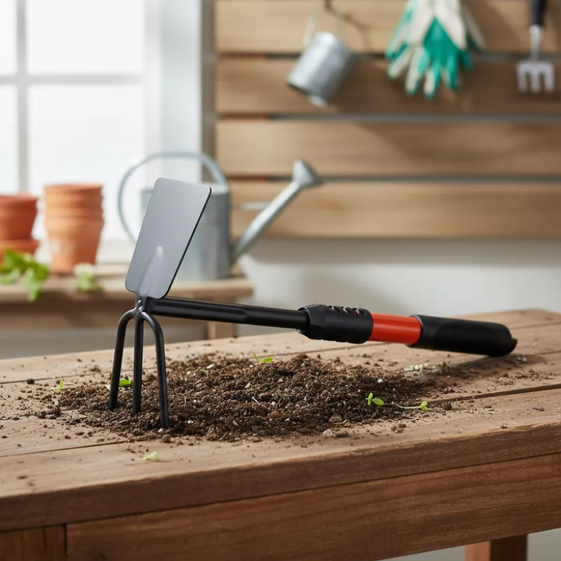 Herramienta Jardín 2 En 1 Azada Y Rastrillo Cultivador Mano 1