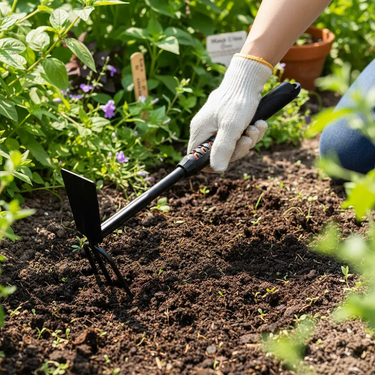 Herramienta Jardín 2 En 1 Azada Y Rastrillo Cultivador Mano 2