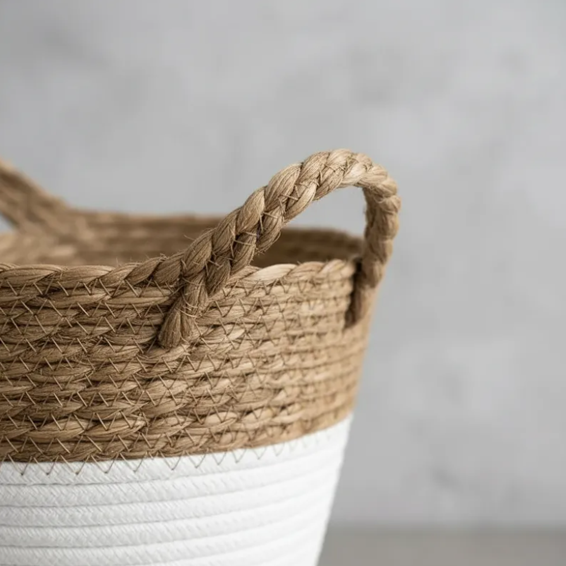 Set 3 Canastos Cestas Mimbre Decorativo Fibra Natural Bicolor 2