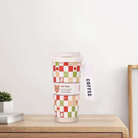 Vaso Térmico Mug Kawaii Para Café Con Tapa Y Correa Diseños